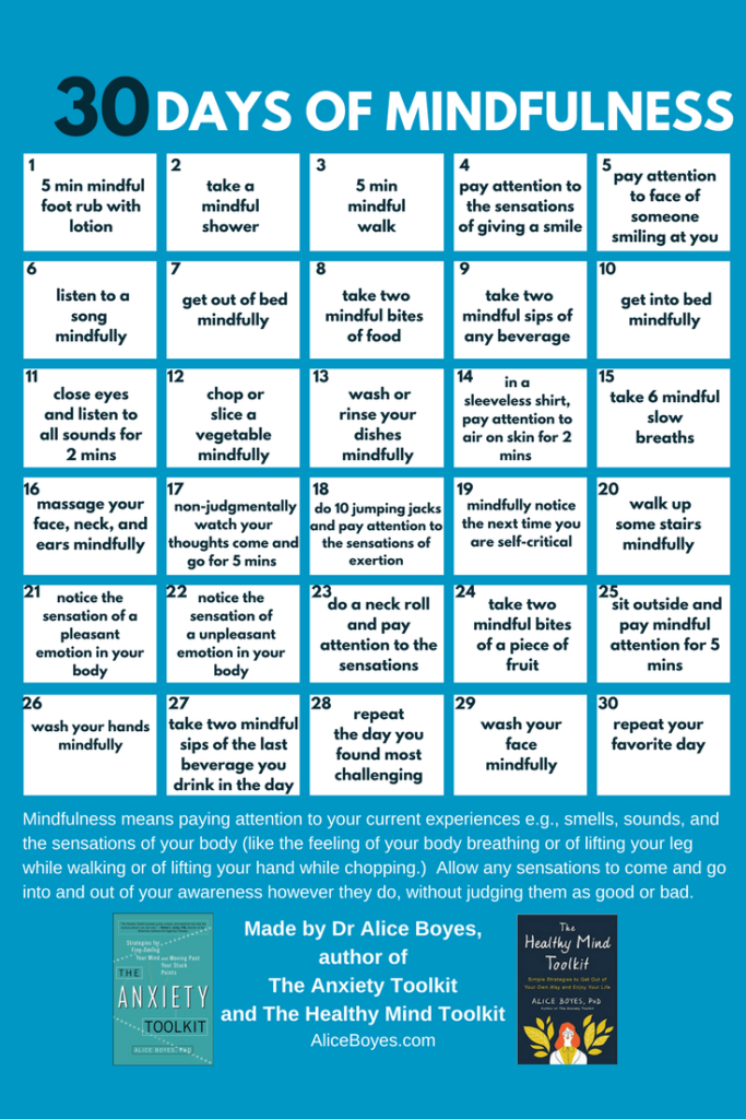 30 Days Of Mindfulness Printable PDF Dr Alice Boyes